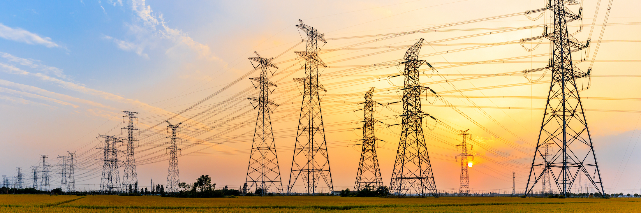 power lines at sunset